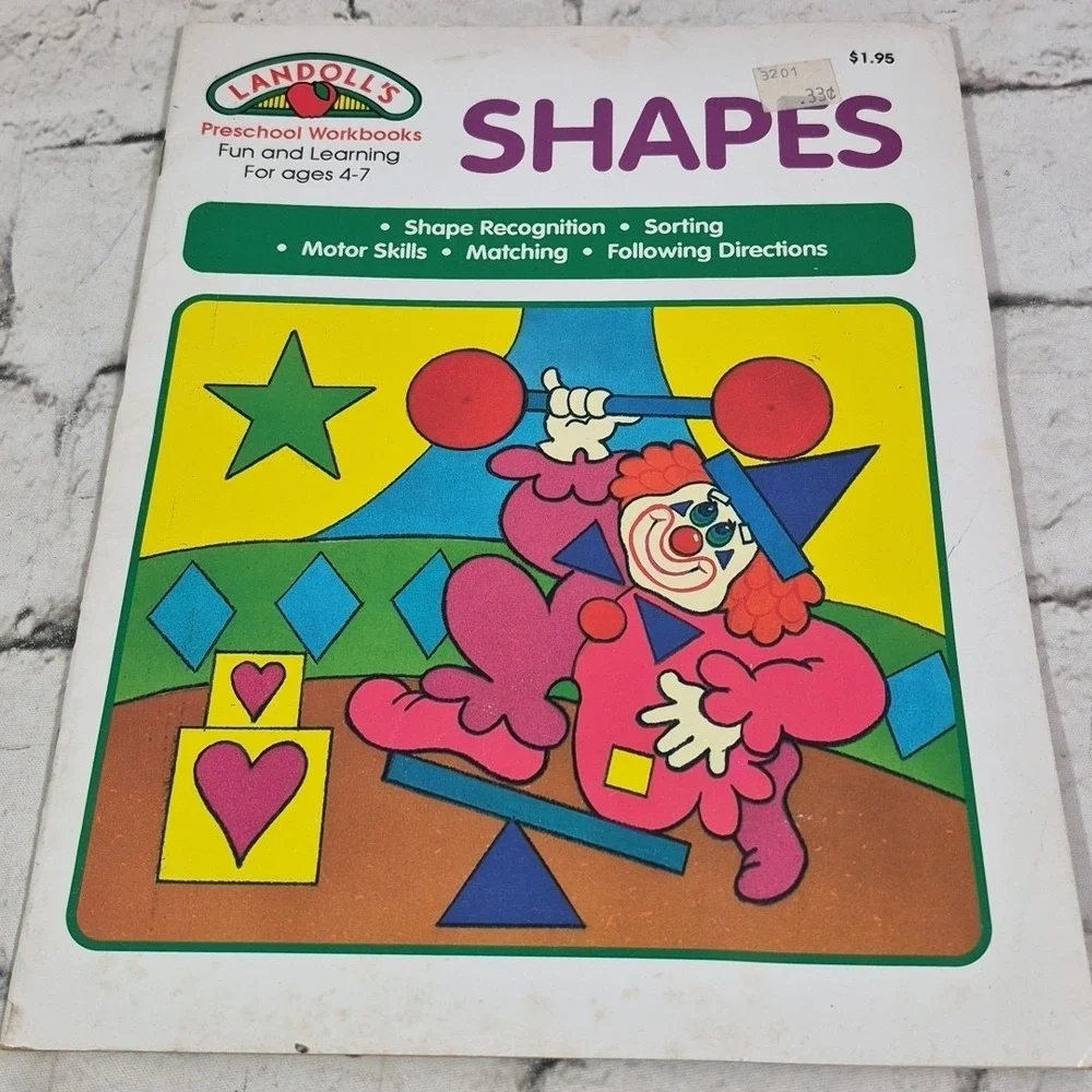 Vintage Landolls Preschool Workbooks Lot Of 3 Math Shapes Reading- Unused
